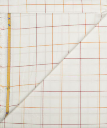 J.hampstead Men's  Giza Cotton Checks  Unstitched Shirt Fabric (White)
