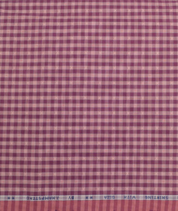 J.hampstead Men's  Giza Cotton Checks  Unstitched Shirt Fabric (Pink & Purple)