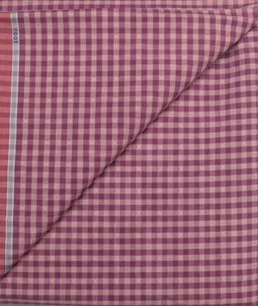 J.hampstead Men's  Giza Cotton Checks  Unstitched Shirt Fabric (Pink & Purple)