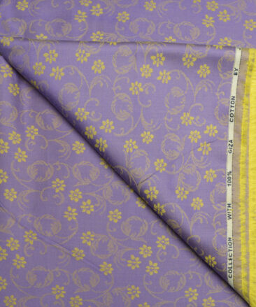 J.hampstead Men's  Giza Cotton Self Design  Unstitched Shirt Fabric (Purple)