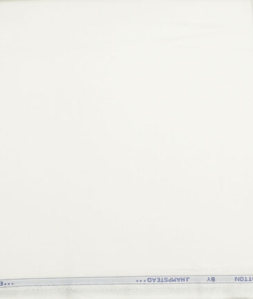 J.hampstead Men's 80's Giza Cotton Solids  Unstitched Shirt Fabric (White)