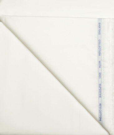 J.hampstead Men's 80's Giza Cotton Solids  Unstitched Shirt Fabric (White)