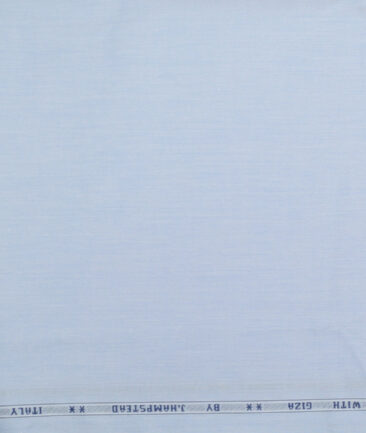 J.hampstead Men's  Giza Cotton Self Design  Unstitched Shirt Fabric (Sky Blue)