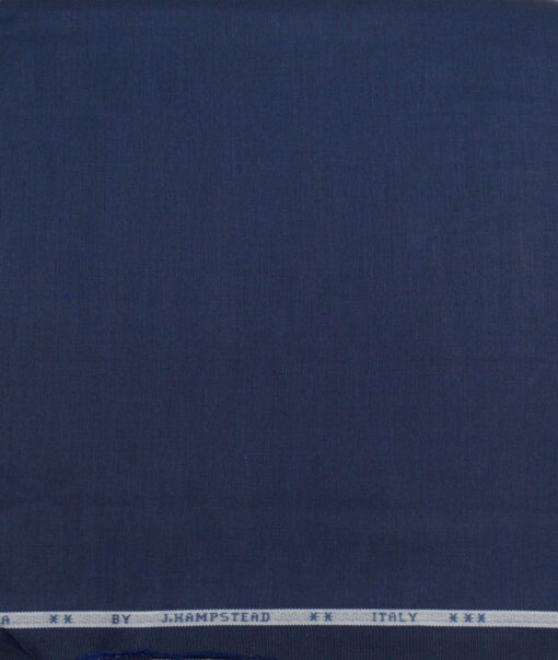 J.hampstead Men's  Giza Cotton Self Design  Unstitched Shirt Fabric (Dark Royal Blue)