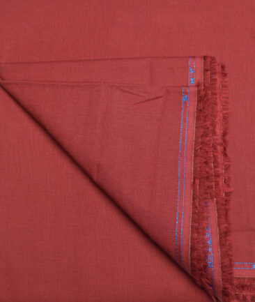 J.hampstead Men's  Cotton Linen Solids  Unstitched Shirt Fabric (Red)