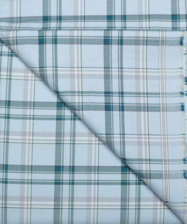 J.hampstead Men's  Giza Cotton Checks  Unstitched Shirt Fabric (Sky Blue)