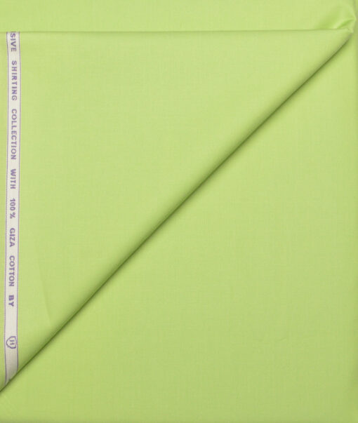 J.hampstead Men's  Giza Cotton Solids  Unstitched Shirt Fabric (Parrot Green)