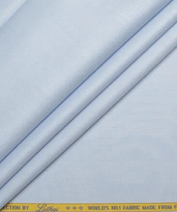 Luthai Men's 80's Supima Cotton Striped  Unstitched Shirting Fabric (Angel Blue)