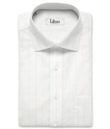 Ruby Mills Men's  Giza Cotton Checks  Unstitched Shirting Fabric (White)