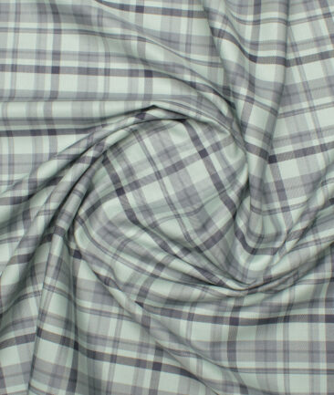 Soktas Men's  Giza Cotton Checks  Unstitched Shirting Fabric (Surf Crest Green)
