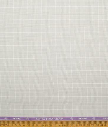Soktas Men's  Giza Cotton Checks  Unstitched Shirting Fabric (Grey)