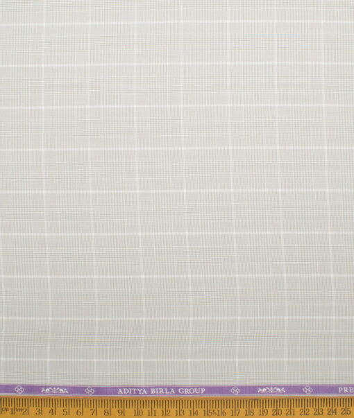 Soktas Men's  Giza Cotton Checks  Unstitched Shirting Fabric (Grey)