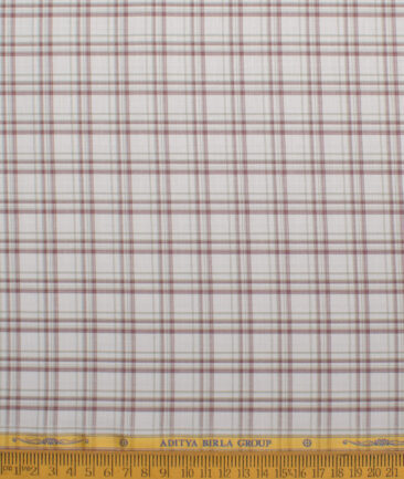 Soktas Men's  Giza Cotton Checks  Unstitched Shirting Fabric (Light Grey)
