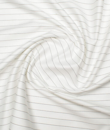 Soktas Men's 80's Giza Cotton Striped  Unstitched Shirting Fabric (White & Black)