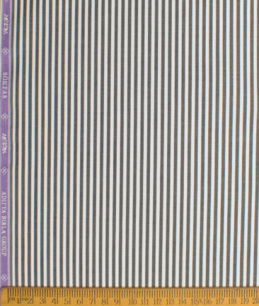 Soktas Men's 80's Giza Cotton Striped  Unstitched Shirting Fabric (White & Black)