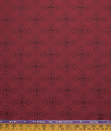 Soktas Men's  Giza Cotton Self Design  Unstitched Shirting Fabric (Maroon Red)