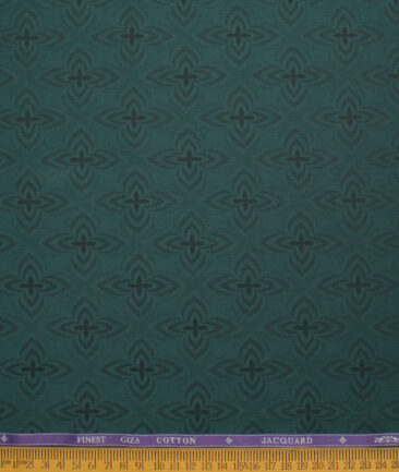 Soktas Men's  Giza Cotton Self Design  Unstitched Shirting Fabric (Sherwood Green)