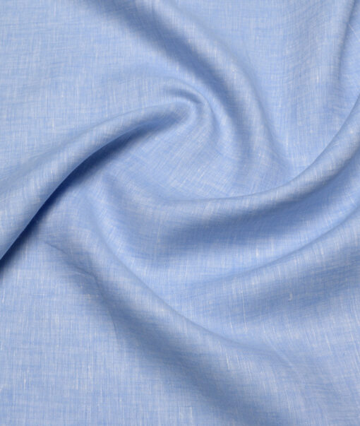 Arvind  70 LEA Irish Linen Self Design  Unstitched Shirt or Kurta Fabric (Baby Blue)
