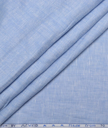 Arvind  70 LEA Irish Linen Self Design  Unstitched Shirt or Kurta Fabric (Baby Blue)