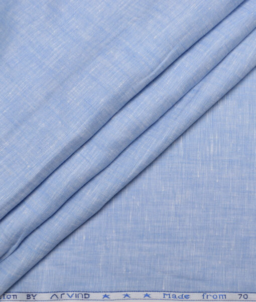 Arvind  70 LEA Irish Linen Self Design  Unstitched Shirt or Kurta Fabric (Baby Blue)
