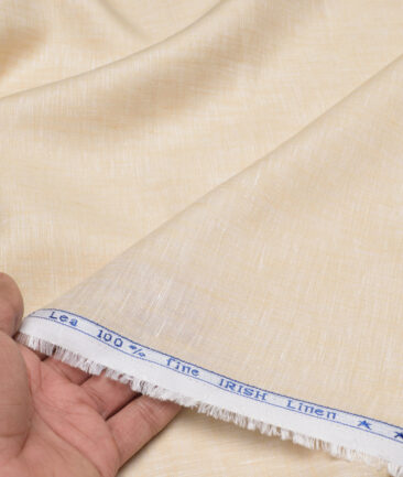 Arvind  70 LEA Irish Linen Self Design  Unstitched Shirt or Kurta Fabric (Dairy Cream)