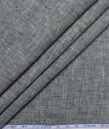 Arvind  70 LEA Irish Linen Self Design  Unstitched Shirt or Kurta Fabric (Dark Grey)