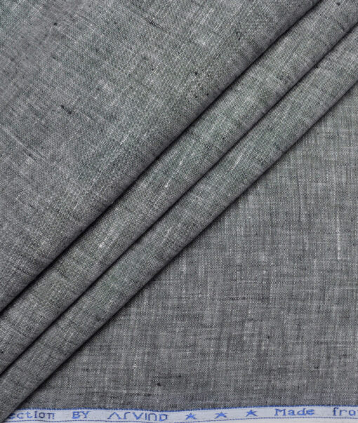 Arvind  70 LEA Irish Linen Self Design  Unstitched Shirt or Kurta Fabric (Dark Grey)