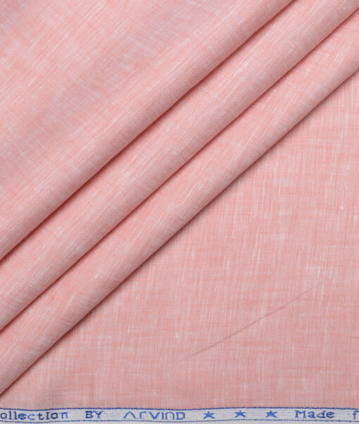 Arvind  70 LEA Irish Linen Self Design  Unstitched Shirt or Kurta Fabric (Flamingo Pink)