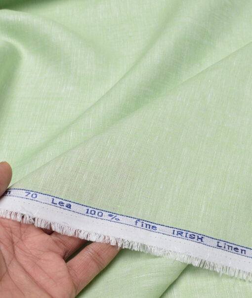 Arvind  70 LEA Irish Linen Self Design  Unstitched Shirt or Kurta Fabric (Light Sage Green)