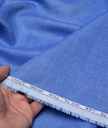 Arvind  70 LEA Irish Linen Self Design  Unstitched Shirt or Kurta Fabric (Light Slate Blue)