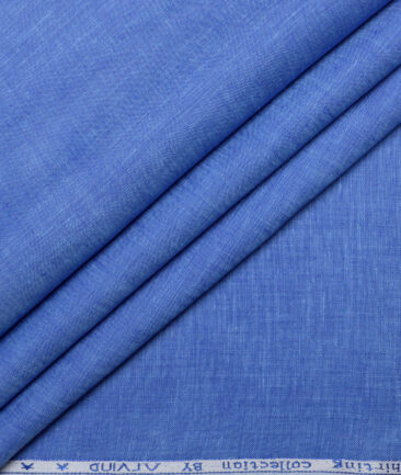 Arvind  70 LEA Irish Linen Self Design  Unstitched Shirt or Kurta Fabric (Light Slate Blue)