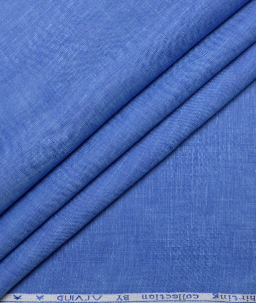 Arvind  70 LEA Irish Linen Self Design  Unstitched Shirt or Kurta Fabric (Light Slate Blue)