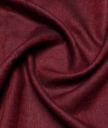 Arvind  70 LEA Irish Linen Self Design  Unstitched Shirt or Kurta Fabric (Maroon)