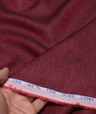 Arvind  70 LEA Irish Linen Self Design  Unstitched Shirt or Kurta Fabric (Maroon)