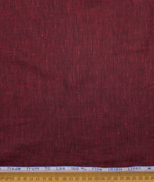 Arvind  70 LEA Irish Linen Self Design  Unstitched Shirt or Kurta Fabric (Maroon)
