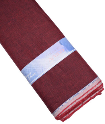 Arvind  70 LEA Irish Linen Self Design  Unstitched Shirt or Kurta Fabric (Maroon)