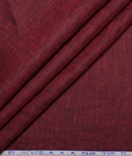 Arvind  70 LEA Irish Linen Self Design  Unstitched Shirt or Kurta Fabric (Maroon)