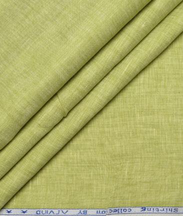 Arvind  70 LEA Irish Linen Self Design  Unstitched Shirt or Kurta Fabric (Pear Green)