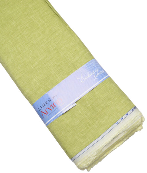 Arvind  70 LEA Irish Linen Self Design  Unstitched Shirt or Kurta Fabric (Pear Green)