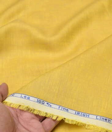 Arvind  70 LEA Irish Linen Self Design  Unstitched Shirt or Kurta Fabric (Sunglow Yellow)
