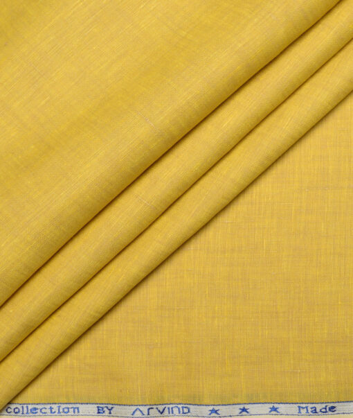 Arvind  70 LEA Irish Linen Self Design  Unstitched Shirt or Kurta Fabric (Sunglow Yellow)