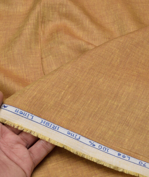 Arvind  70 LEA Irish Linen Self Design  Unstitched Shirt or Kurta Fabric (Tiger Eye Brown)
