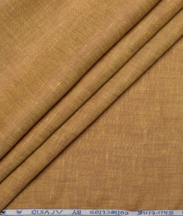 Arvind  70 LEA Irish Linen Self Design  Unstitched Shirt or Kurta Fabric (Tiger Eye Brown)