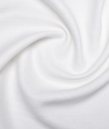 Burgoyne  60 LEA Irish Linen Striped  Unstitched Shirt or Kurta Fabric (White)