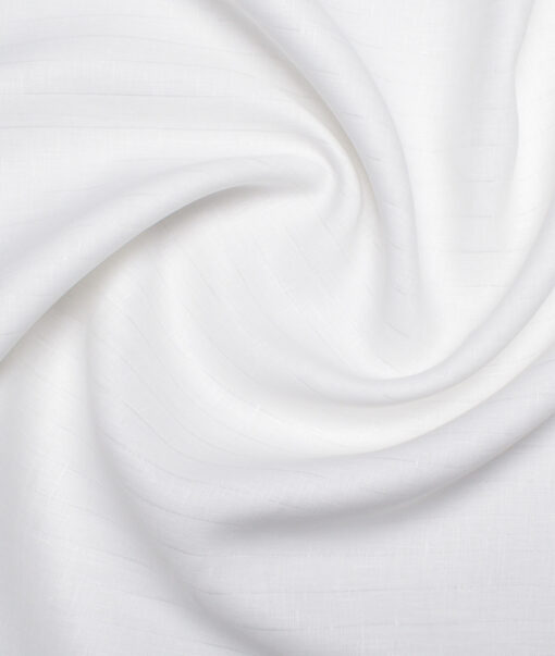 Burgoyne  60 LEA Irish Linen Striped  Unstitched Shirt or Kurta Fabric (White)