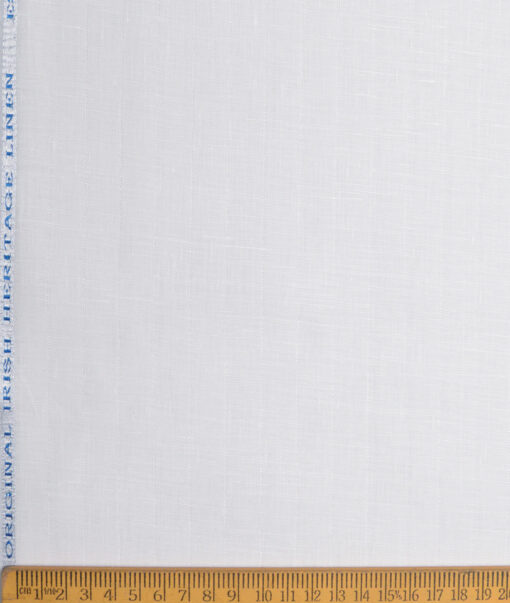 Burgoyne  60 LEA Irish Linen Striped  Unstitched Shirt or Kurta Fabric (White)