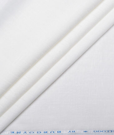 Burgoyne  60 LEA Irish Linen Striped  Unstitched Shirt or Kurta Fabric (White)