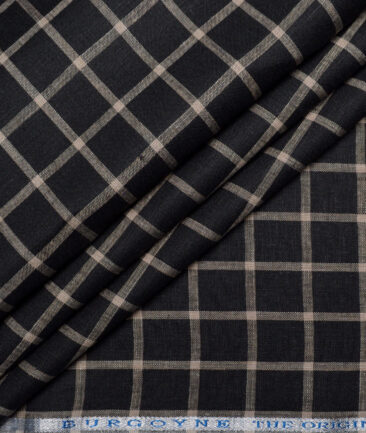 Burgoyne  60 LEA Irish Linen Checks  Unstitched Shirt or Kurta Fabric (Black & Brown)
