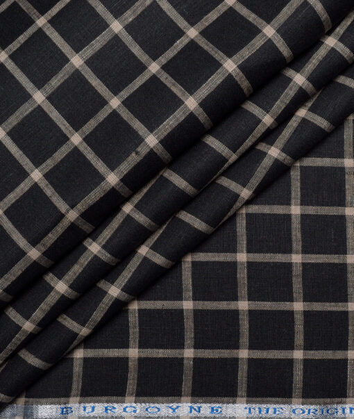 Burgoyne  60 LEA Irish Linen Checks  Unstitched Shirt or Kurta Fabric (Black & Brown)