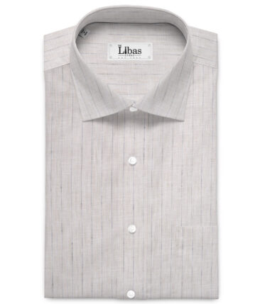 Burgoyne  60 LEA Irish Linen Striped  Unstitched Shirt or Kurta Fabric (Cream)